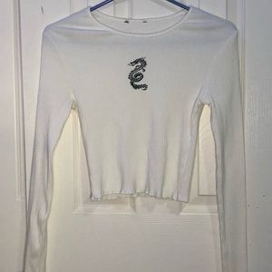 White dragon crop top